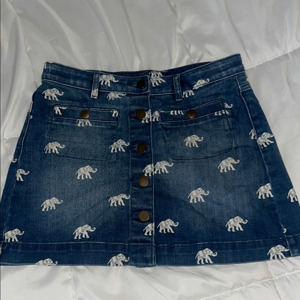 Crewcuts Elephant Print Denim Skirt